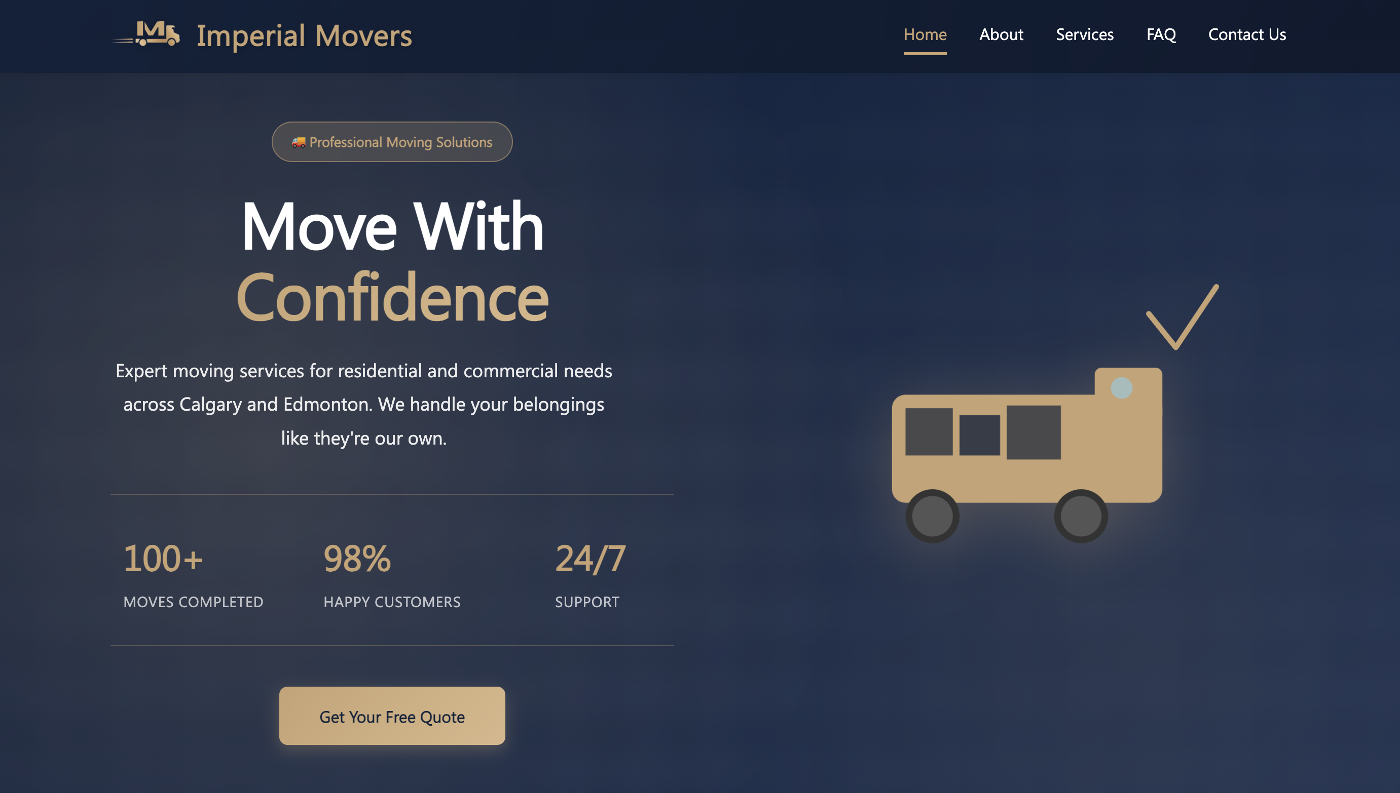 Imperial Movers YYC website